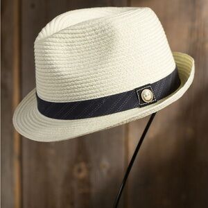 Stylish Cream Fedora with Black Band